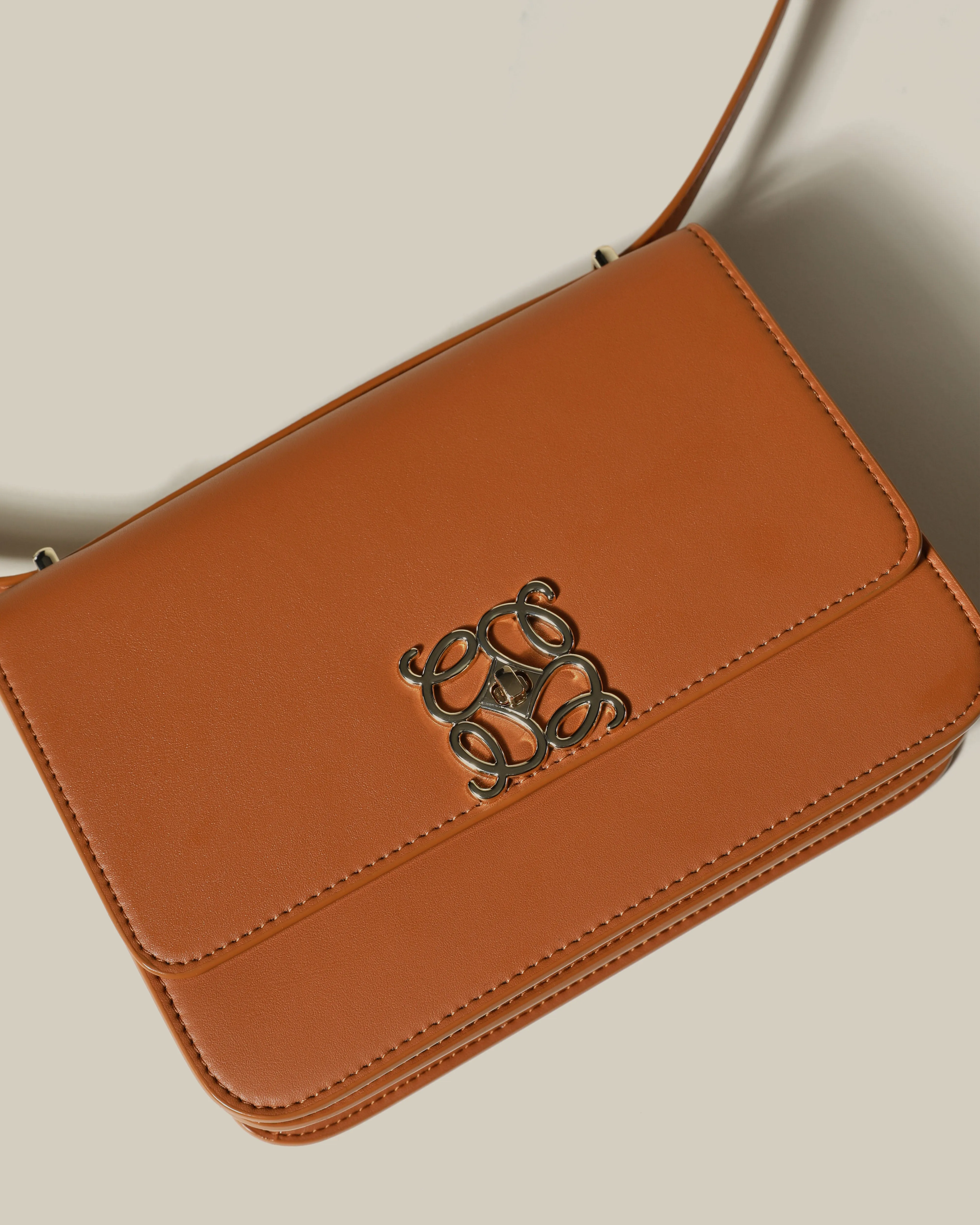 Metal Monogram Embellished Crossbody Bag