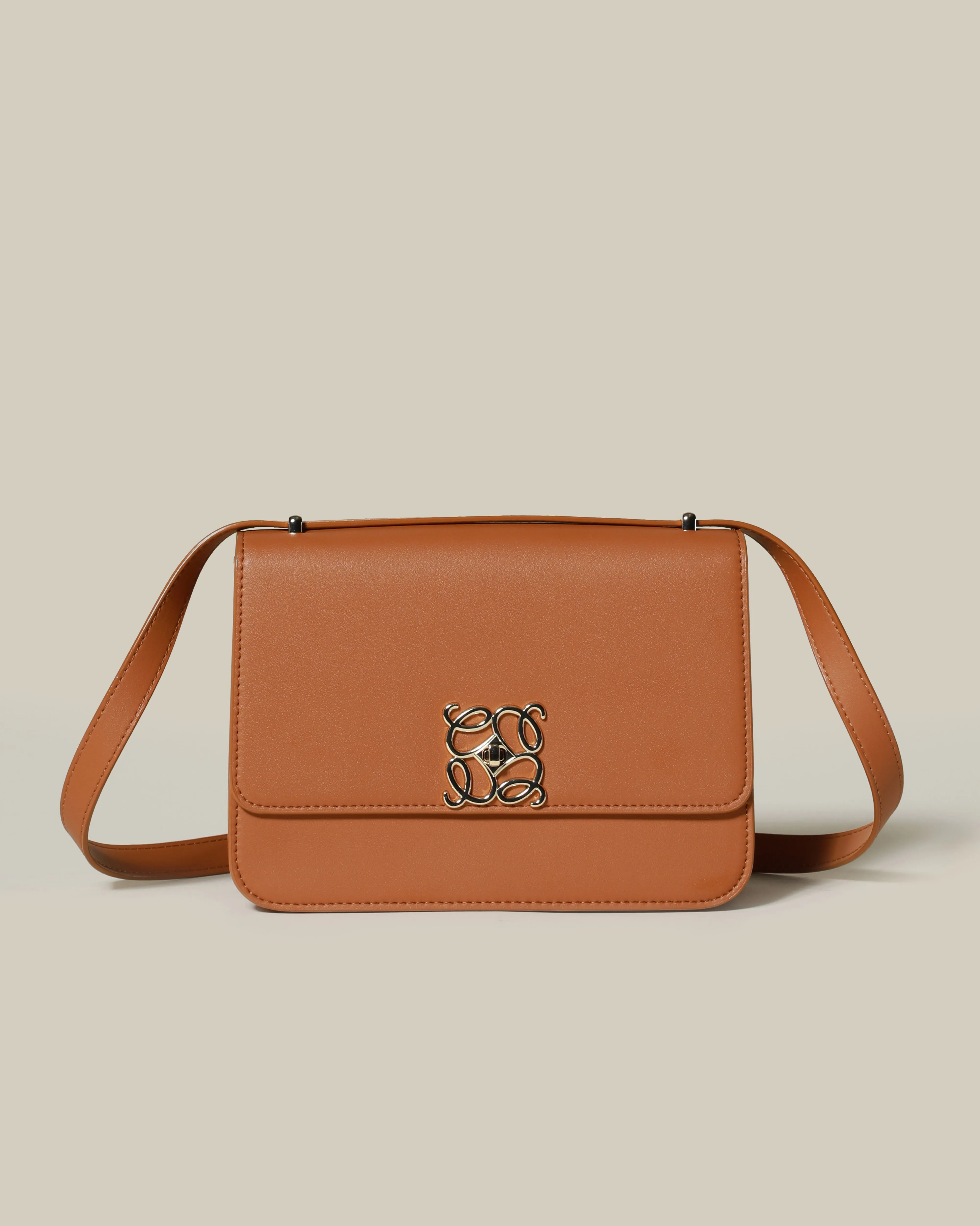 Metal Monogram Embellished Crossbody Bag