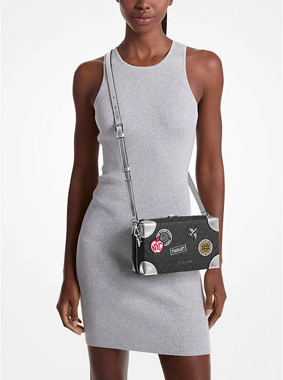 Micheal Kors Jeanie Small Embellished Signature Logo Crossbody Bag Black