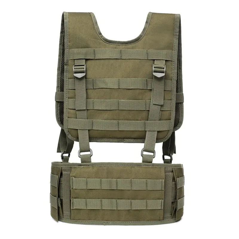 Military Tactical Vest with Detachable Molle Chest Rig and Waist Belt - Outdoor Hunting and Airsoft Equipment
