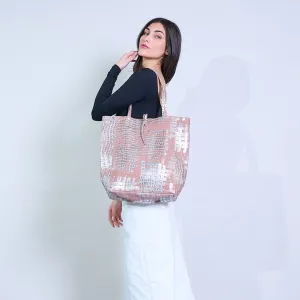 Mini metallic croc-textured crossbody sling clutch bag with detachable pouches wholesale