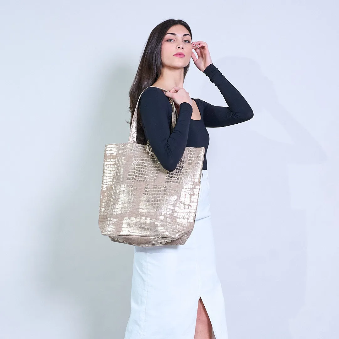 Mini metallic croc-textured crossbody sling clutch bag with detachable pouches wholesale