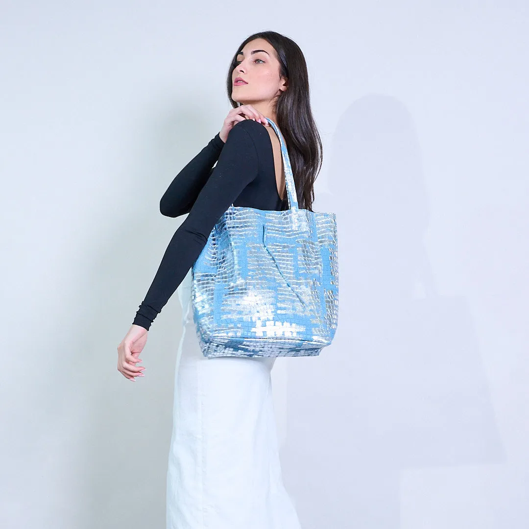 Mini metallic croc-textured crossbody sling clutch bag with detachable pouches wholesale