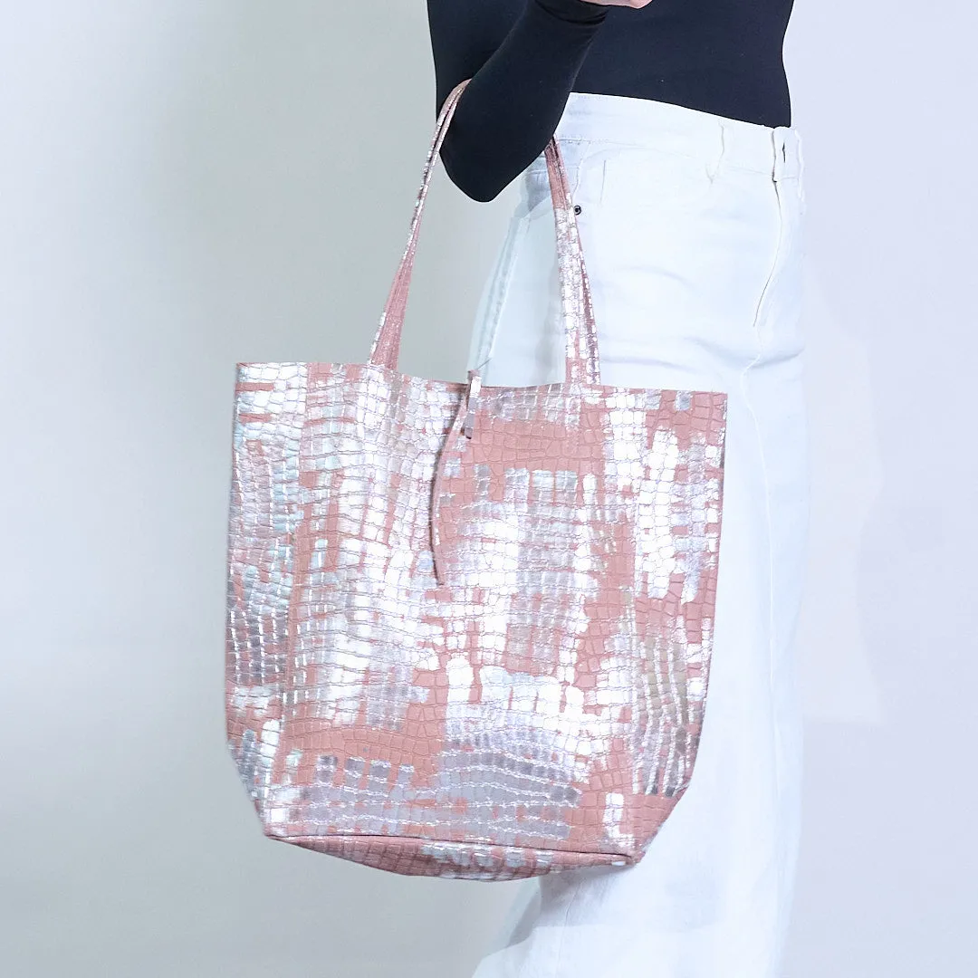 Mini metallic croc-textured crossbody sling clutch bag with detachable pouches wholesale