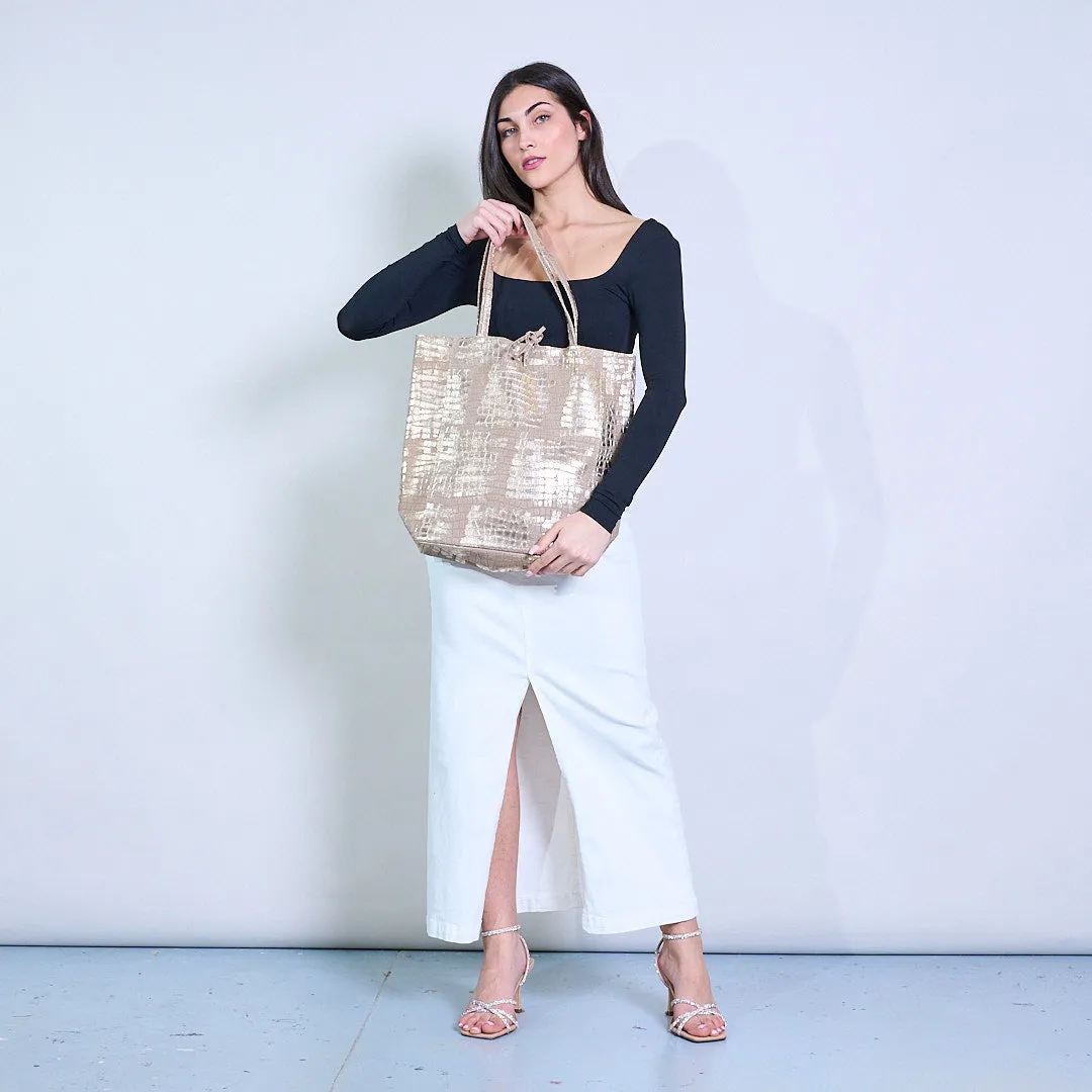 Mini metallic croc-textured crossbody sling clutch bag with detachable pouches wholesale