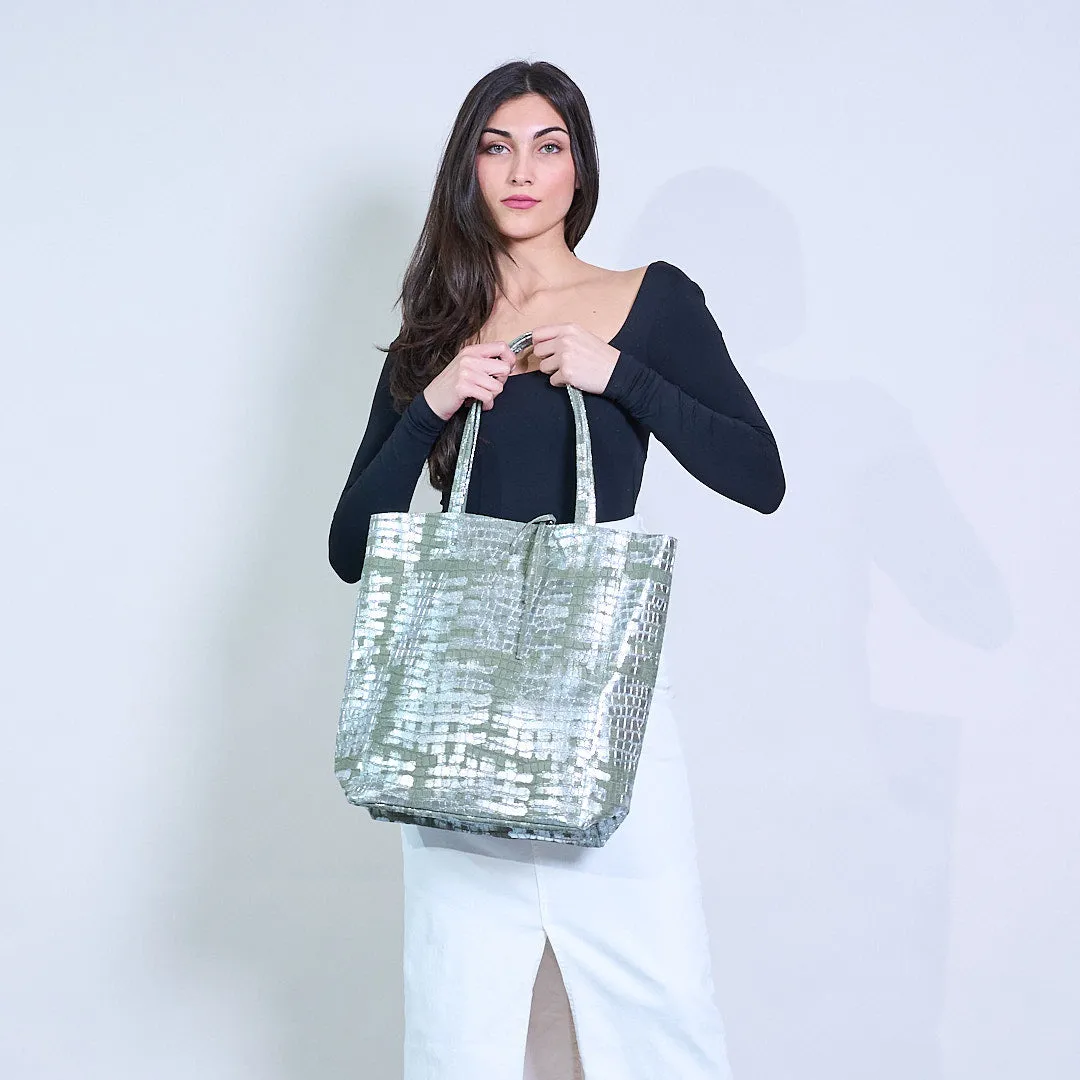 Mini metallic croc-textured crossbody sling clutch bag with detachable pouches wholesale