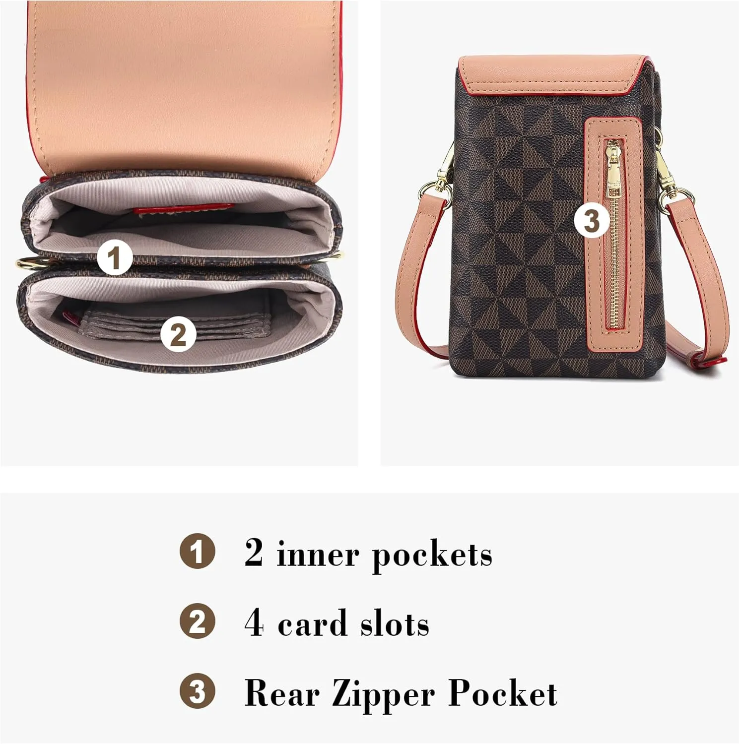MINICAT Roomy Pockets Small Crossbody Bags Cell Phone Wallet Purses for Women