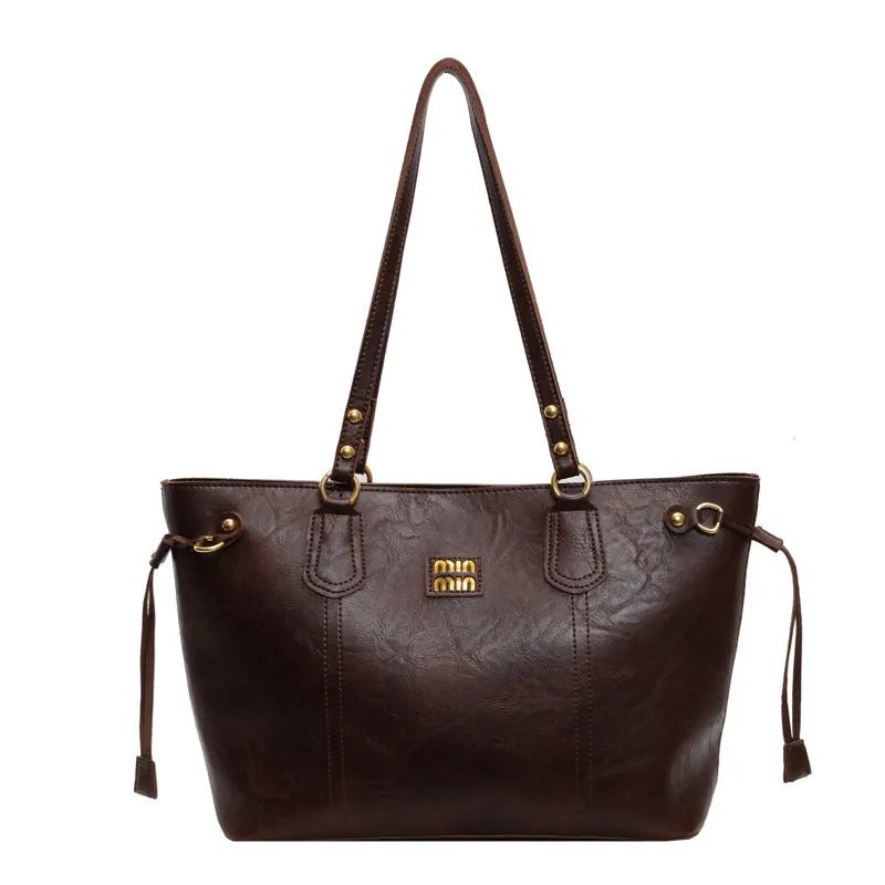 Minimalist Leather Commuter Tote Bag