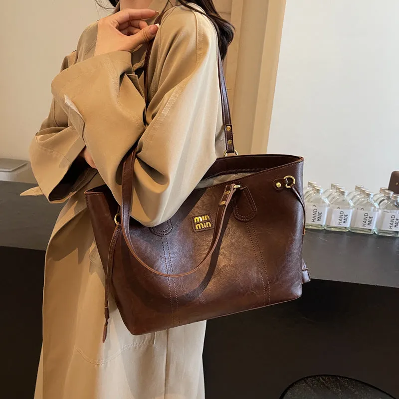 Minimalist Leather Commuter Tote Bag