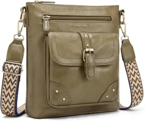 Missnine Crossbody Bags for Women Multi Pocket Purses Soft Leather Medium Shoulder Handbags with Adjustable Strap