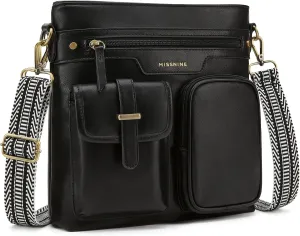 Missnine Crossbody Bags for Women Multi Pocket Purses Soft Leather Medium Shoulder Handbags with Adjustable Strap