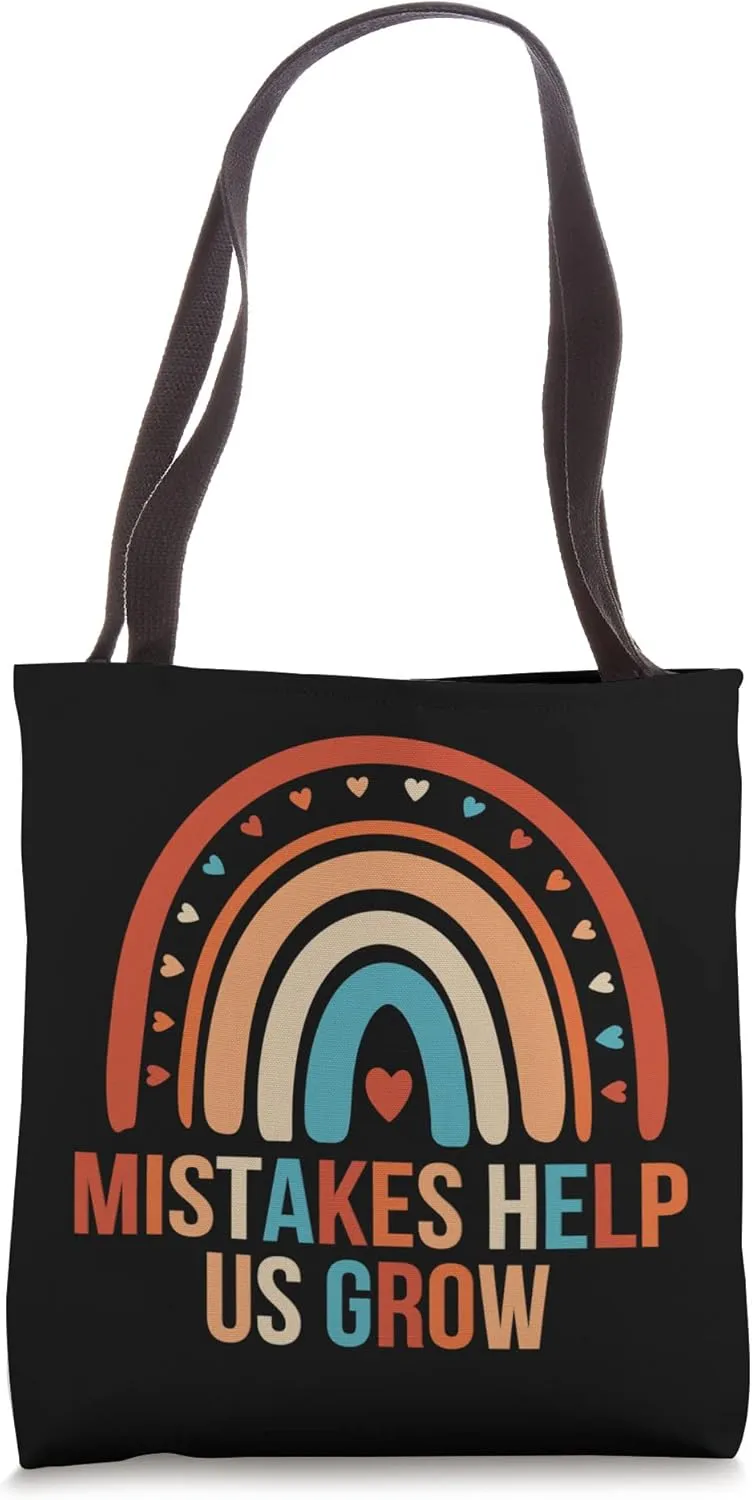 Mistakes Help Us Grow Growth Mindset Teacher Vintage Rainbow Tote Bag