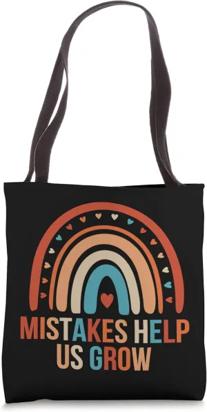 Mistakes Help Us Grow Growth Mindset Teacher Vintage Rainbow Tote Bag