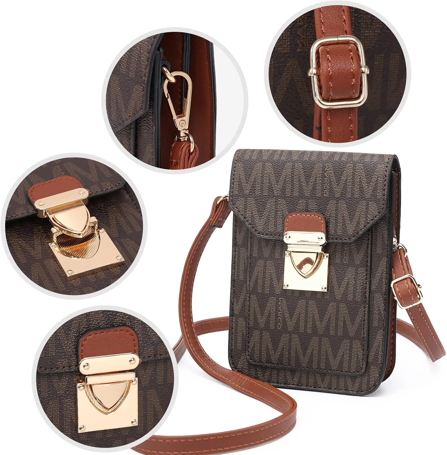 MKP Women Fashion Signature Lightweight Cute Small Crossbody Bags Cell Phone Purse Wallet Shoulder Bag With Snap Closure