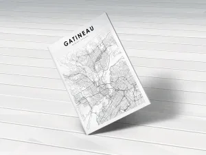 Modern B&W Poster Print of Gatineau Quebec Qc Québec Canada | 11x17 12x18 16x24 24x36 Minimal Unframed Wall Art | Minimalist City Traveler Gift | Minimalism Home Office Decor