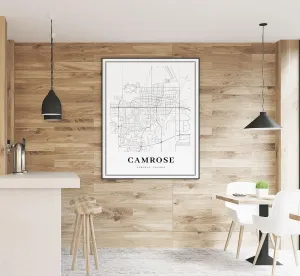 Modern Black & White Poster of Camrose Alberta Ab Canada | 11x17 12x18 16x24 24x36 Unframed Wall Art | Minimalism City Traveler Print for Gift | Minimalist Home Office Decor