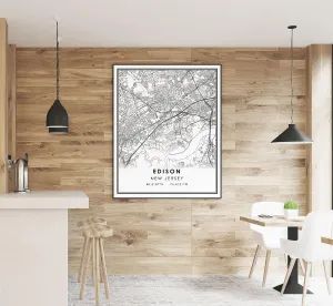 Modern Black & White Poster of edison new jersey | 11x17 12x18 16x24 24x36 Unframed Wall Art | Minimalism City Traveler Print for Gift | Minimalist Home Office Decor