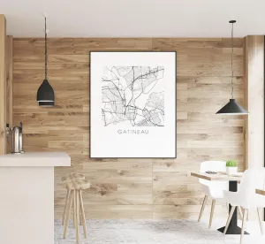 Modern Black & White Poster of Gatineau Quebec | 11x17 12x18 16x24 24x36 Unframed Wall Art | Minimalism City Traveler Print for Gift | Minimalist Home Office Decor