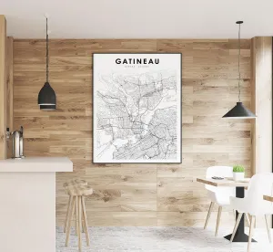 Modern Black & White Poster of Gatineau Quebec Qc Québec Canada | 11x17 12x18 16x24 24x36 Unframed Wall Art | Minimalism City Traveler Print for Gift | Minimalist Home Office Decor