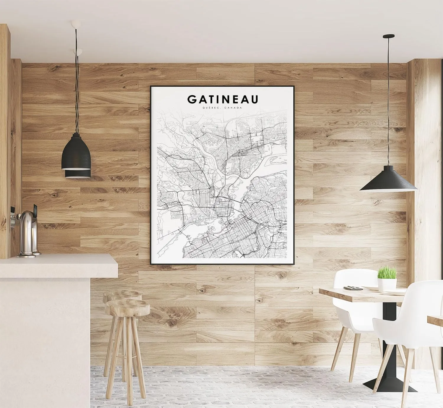 Modern Black & White Poster of Gatineau Quebec Qc Québec Canada | 11x17 12x18 16x24 24x36 Unframed Wall Art | Minimalism City Traveler Print for Gift | Minimalist Home Office Decor