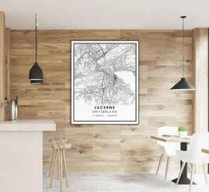 Modern Black & White Poster of lucerne switzerland 1 | 11x17 12x18 16x24 24x36 Unframed Wall Art | Minimalism City Traveler Print for Gift | Minimalist Home Office Decor