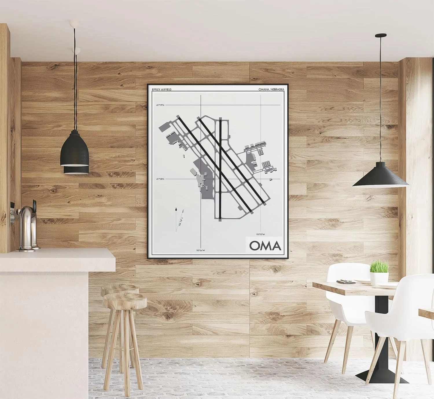 Modern Poster of Eppley Airfield Oma Airport Aviation | 11x17 12x18 16x24 24x36 Unframed Wall Art | Minimal Traveler Print for Gift | Minimalist Home Office Decor
