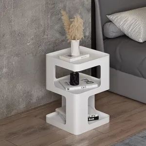 Modern Side Table,Metal end Table,White nightstand,Bedside Tables,Accent Side Table with Storage for Living Room Bedroom Couch,No Assembly Required
