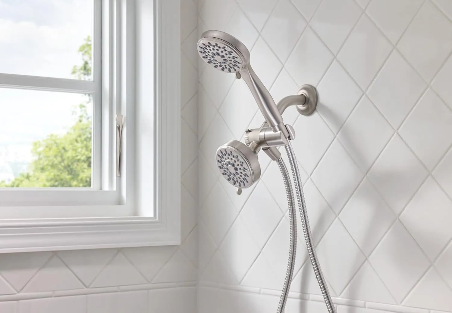 Moen 20016SRN Ignite Five-Function 3 3/4" Diameter Standard Spray Head with Handheld Shower, Brushed Nickel