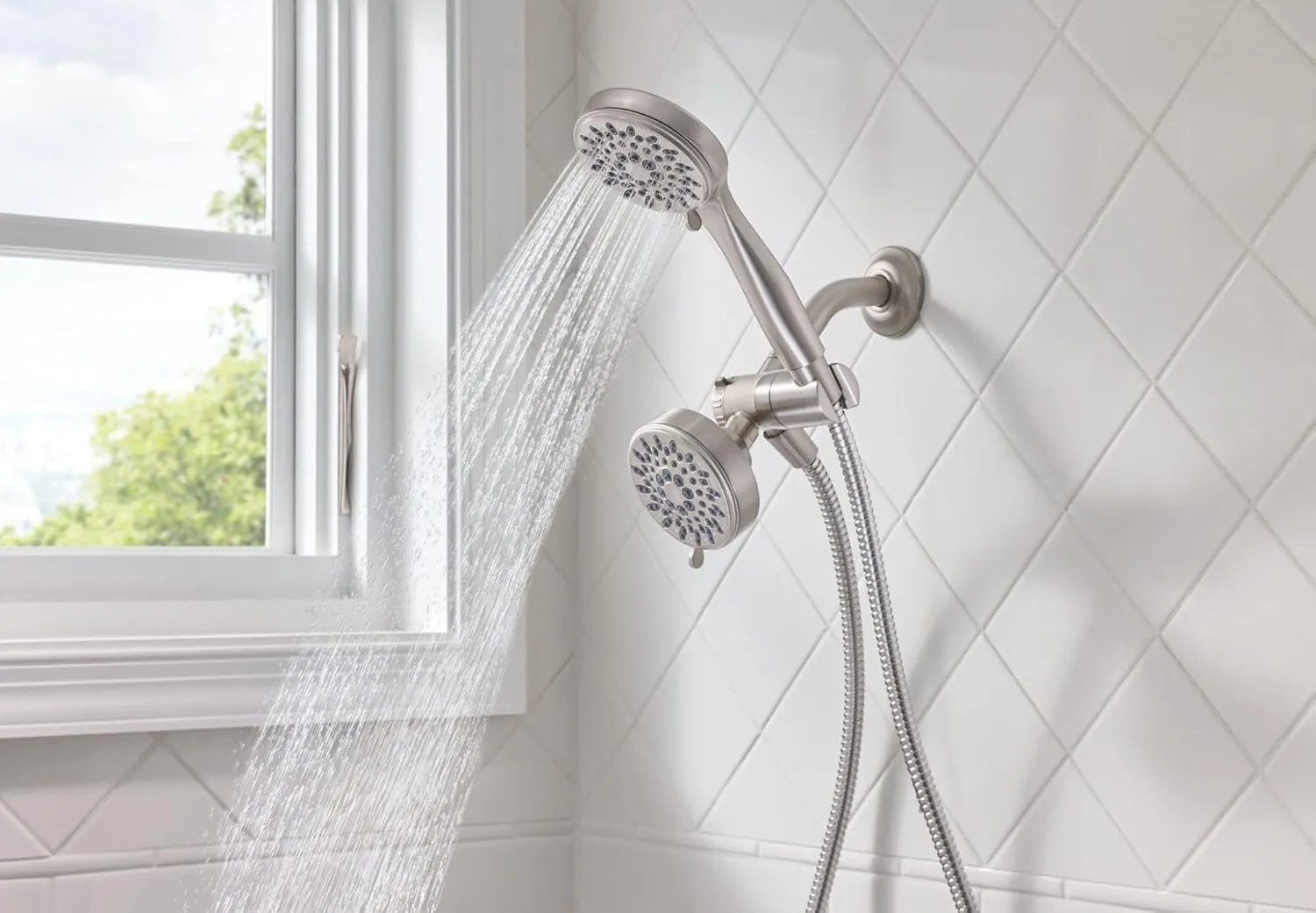 Moen 20016SRN Ignite Five-Function 3 3/4" Diameter Standard Spray Head with Handheld Shower, Brushed Nickel
