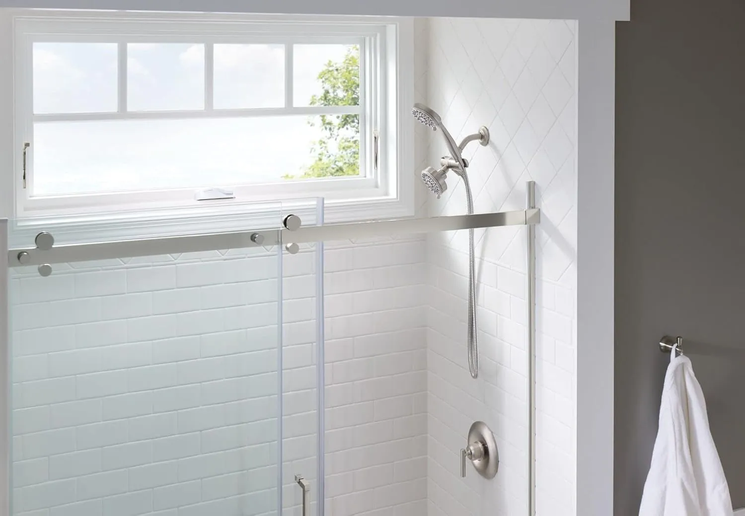 Moen 20016SRN Ignite Five-Function 3 3/4" Diameter Standard Spray Head with Handheld Shower, Brushed Nickel