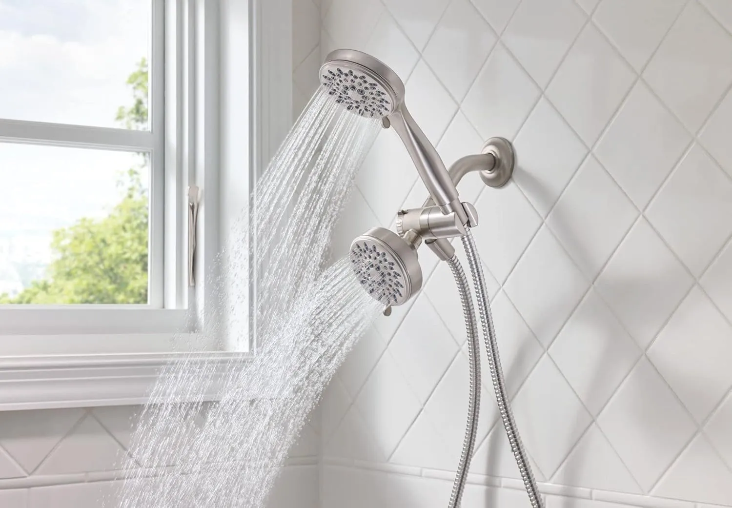 Moen 20016SRN Ignite Five-Function 3 3/4" Diameter Standard Spray Head with Handheld Shower, Brushed Nickel