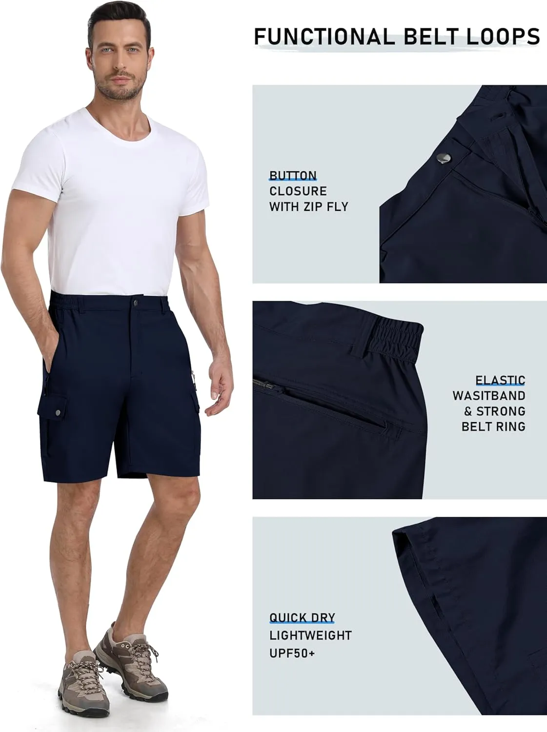 MoFiz Men's Qucik Dry Hiking Cargo Shorts 8"/9" Lightweight Outdoor Men's Stretch Golf Casual Shorts with 5 Pockets