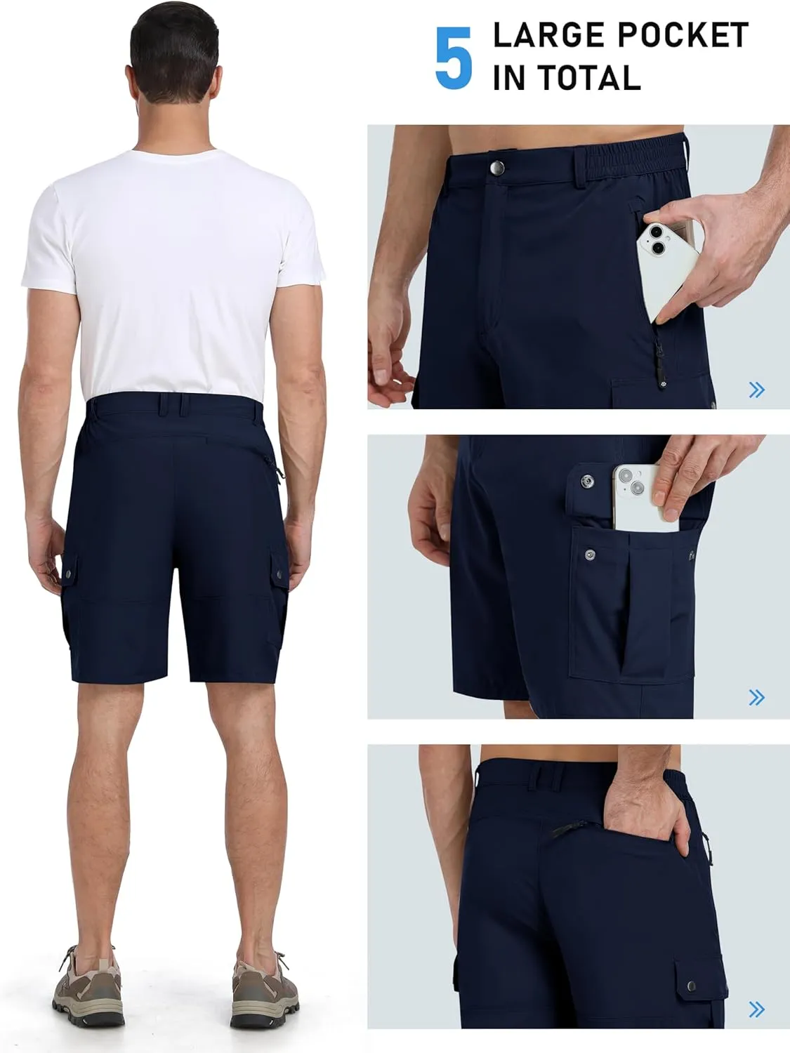 MoFiz Men's Qucik Dry Hiking Cargo Shorts 8"/9" Lightweight Outdoor Men's Stretch Golf Casual Shorts with 5 Pockets
