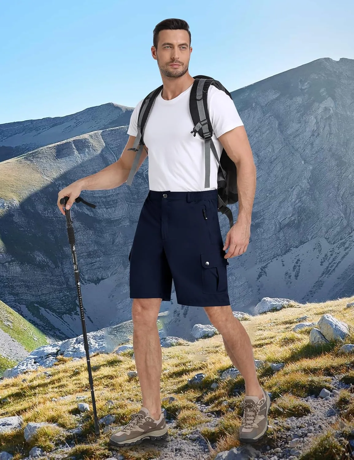 MoFiz Men's Qucik Dry Hiking Cargo Shorts 8"/9" Lightweight Outdoor Men's Stretch Golf Casual Shorts with 5 Pockets