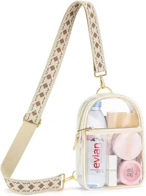 MoKo Clear Bag Stadium Approved - Multi Pockets Clear Sling Purse Crossbody Bag with Adjustable Shoulder Strap