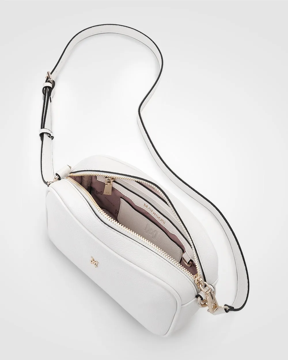 Monica Camera Crossbody Bag   Metallic Stripe Bag Strap