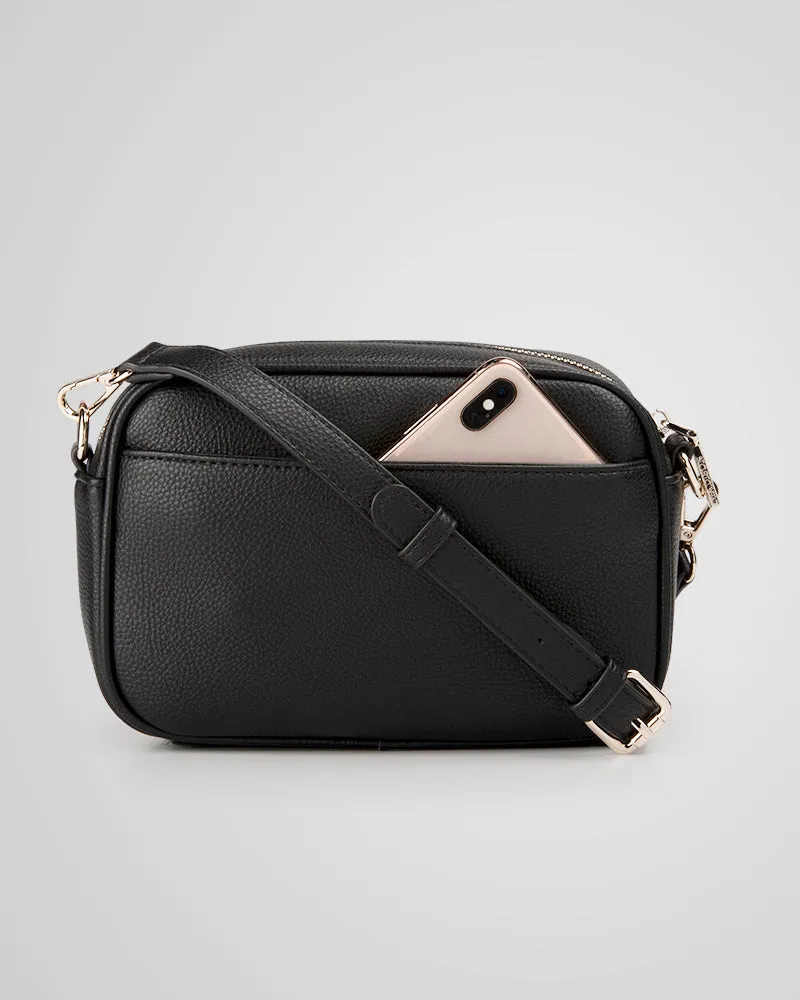 Monica Camera Crossbody Bag   Metallic Stripe Bag Strap
