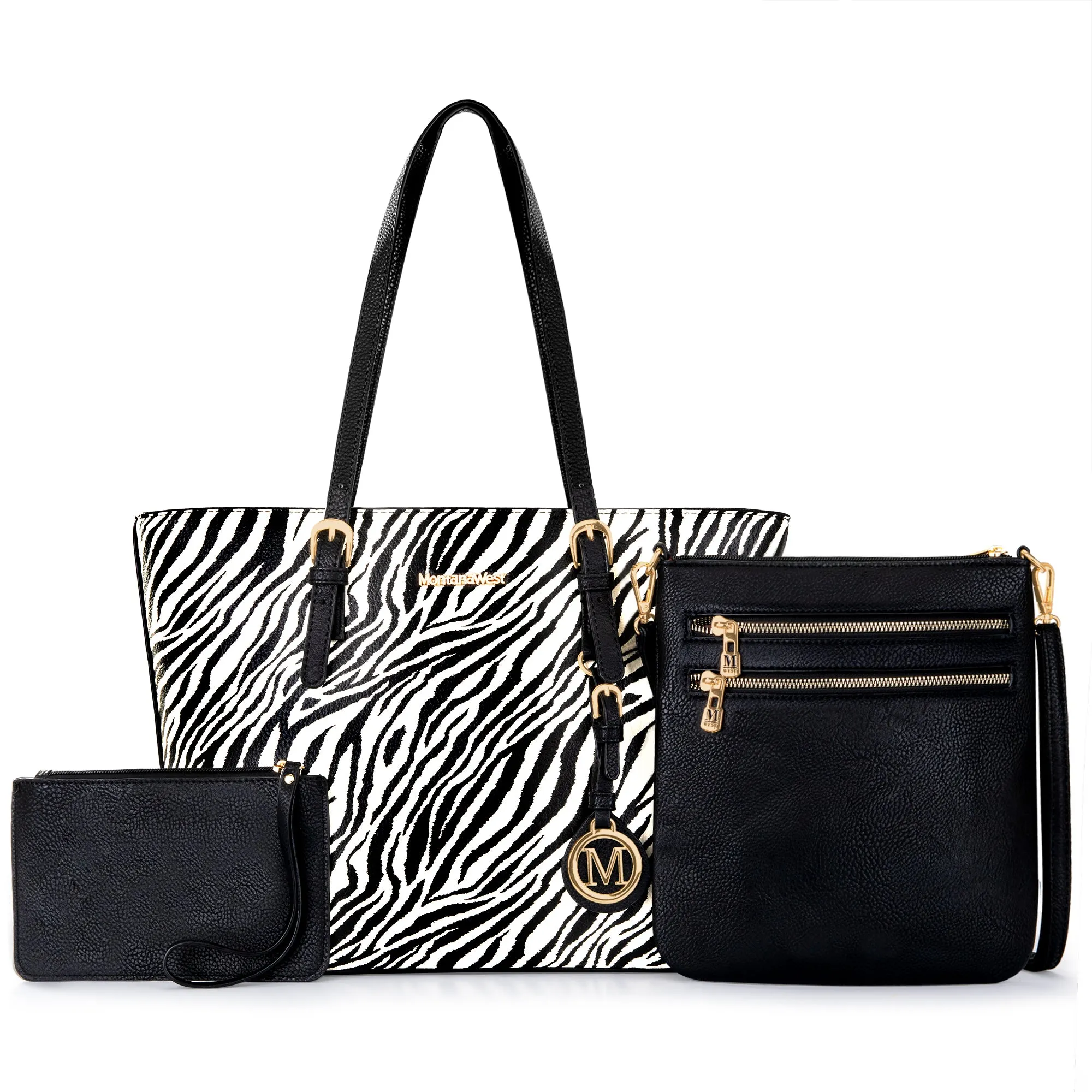 Montana West 3 pcs Handbag Set Leopard Print Tote Bag