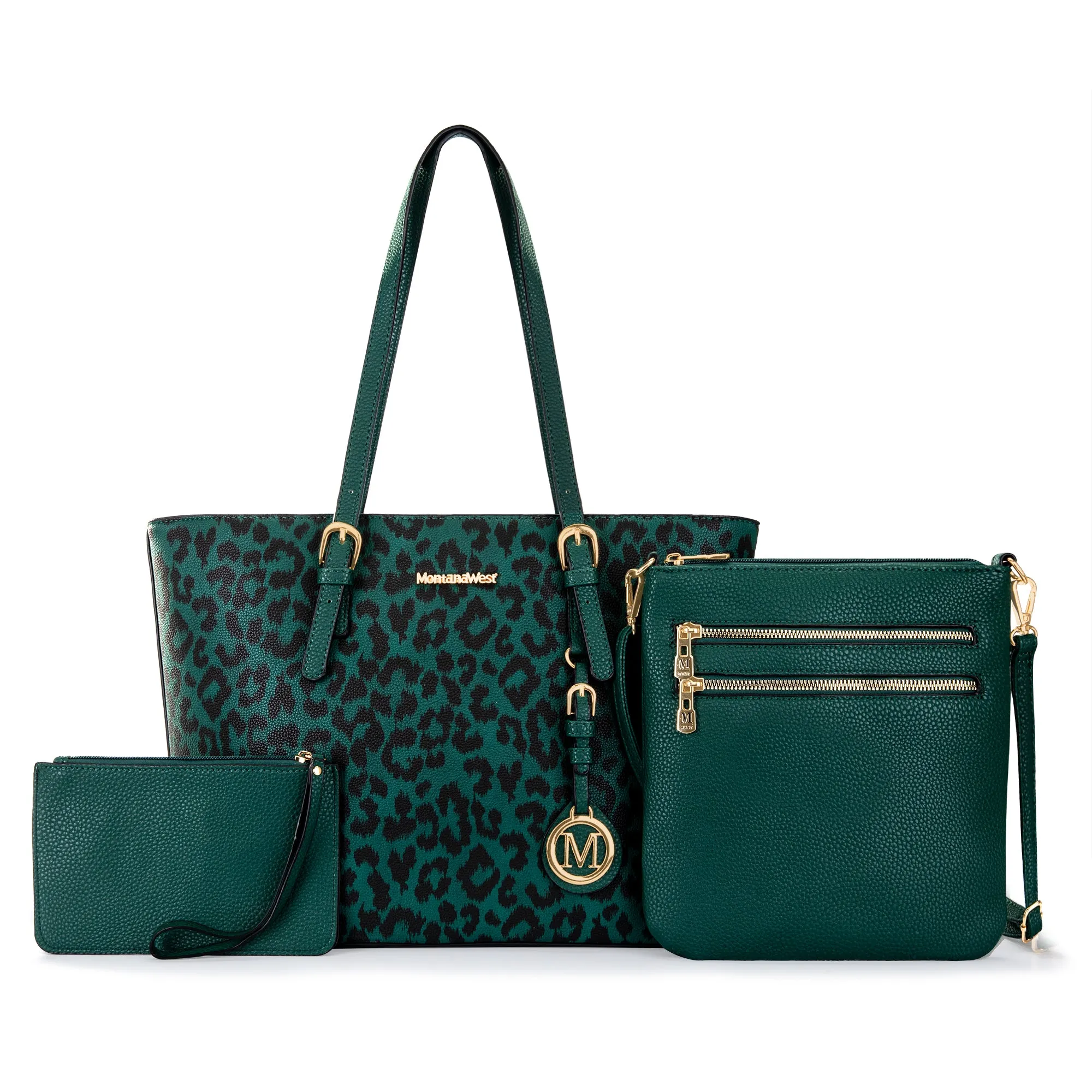 Montana West 3 pcs Handbag Set Leopard Print Tote Bag