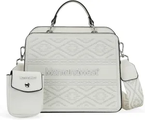Montana West Top Handle Bag Crossbody Western Purse Aztec Bag for Women Vegan Leather Tote Handbags LG-MBB-MWF1052-8120 WT
