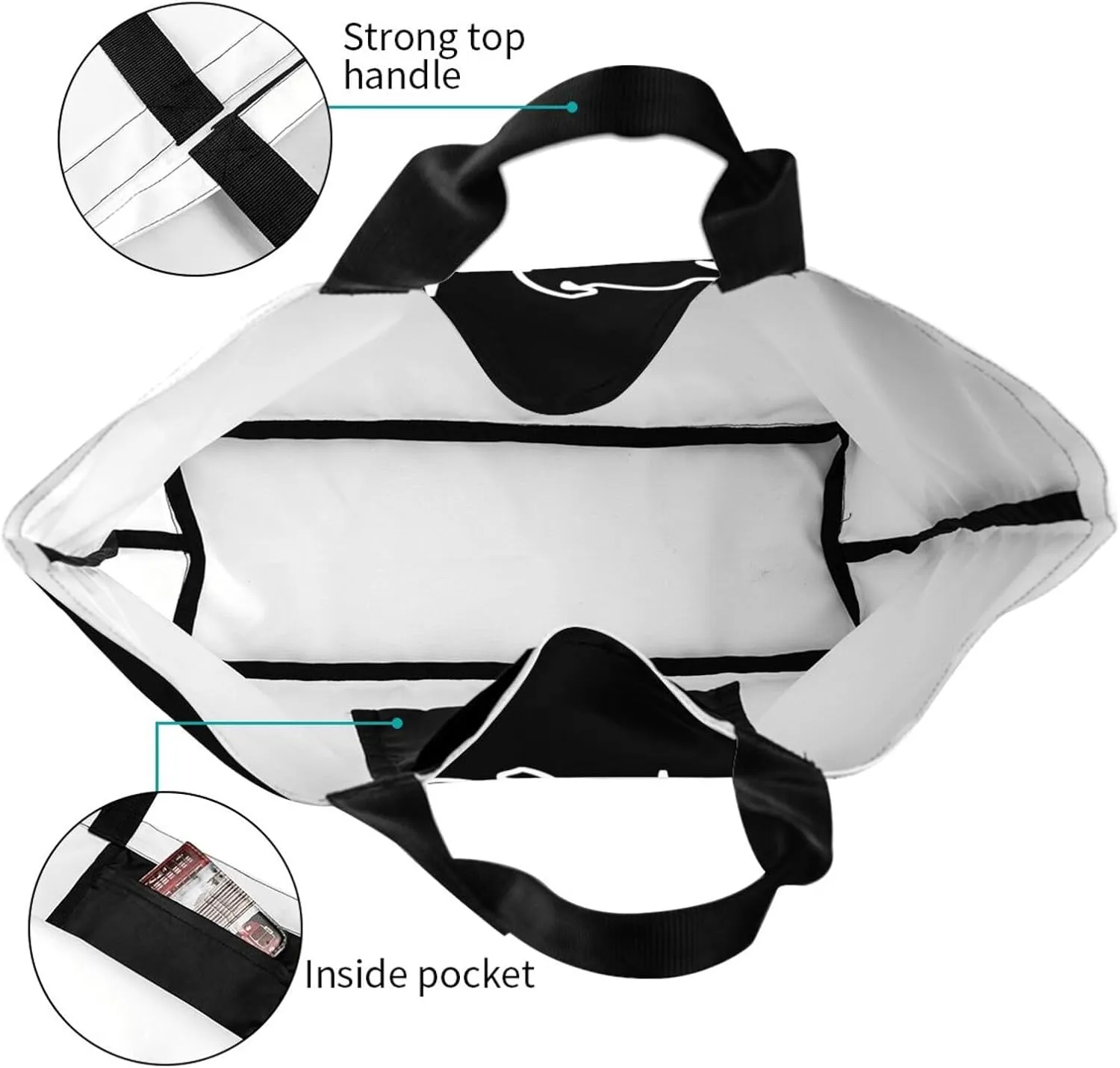 Motorcycle Heartbeat Women's Lightweight Canvas Handbag Waterproof Reusable Shopping Bag