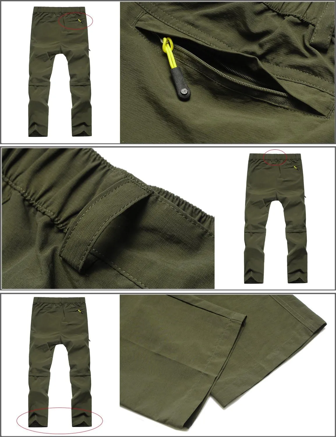 Mr.Stream Men's Hiking Breathable Quick Drying Outdoor Sports Convertible Pants