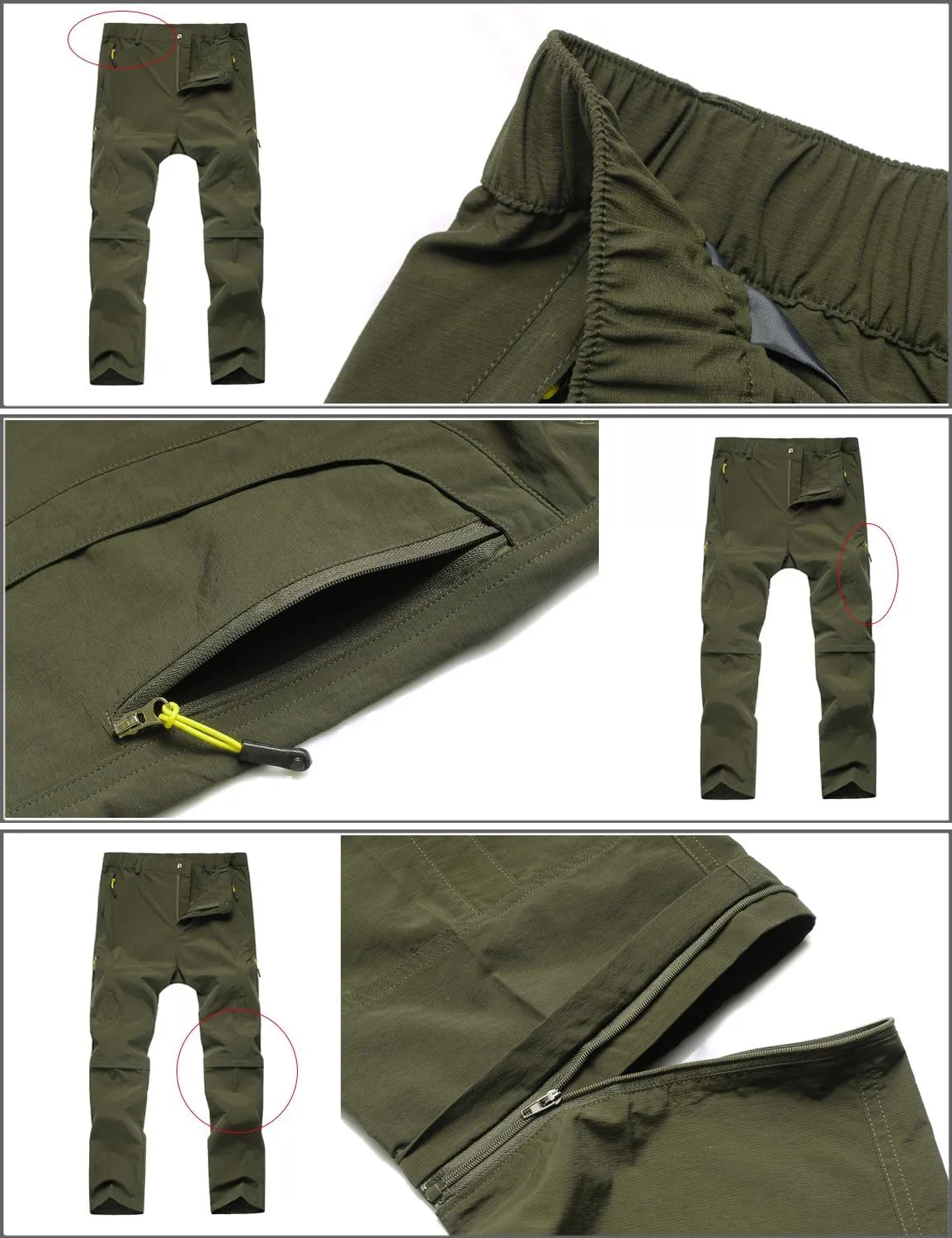 Mr.Stream Men's Hiking Breathable Quick Drying Outdoor Sports Convertible Pants