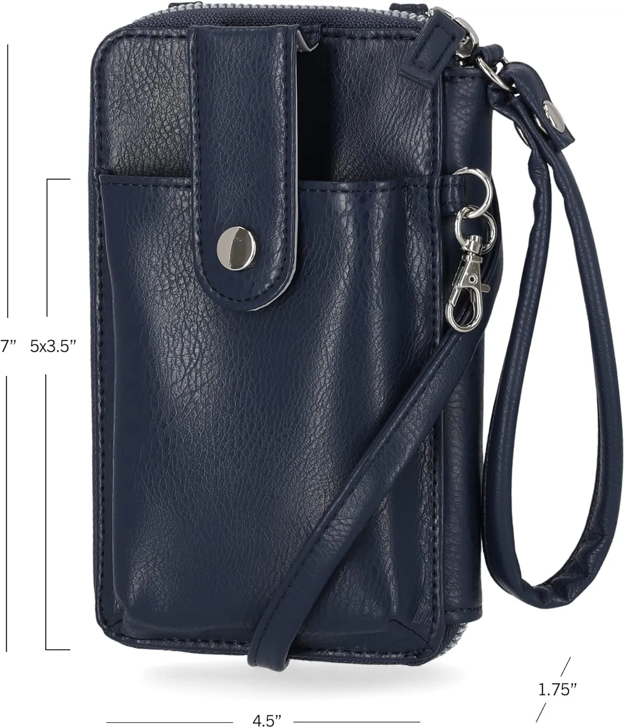 Mundi Jacqui RFID Crossbody Wallet for Women, Vegan Leather Small Travel Handbag with Phone Holder, Compact Organizer with Card Slots and Adjustable Strap, Vacation Purse in Navy