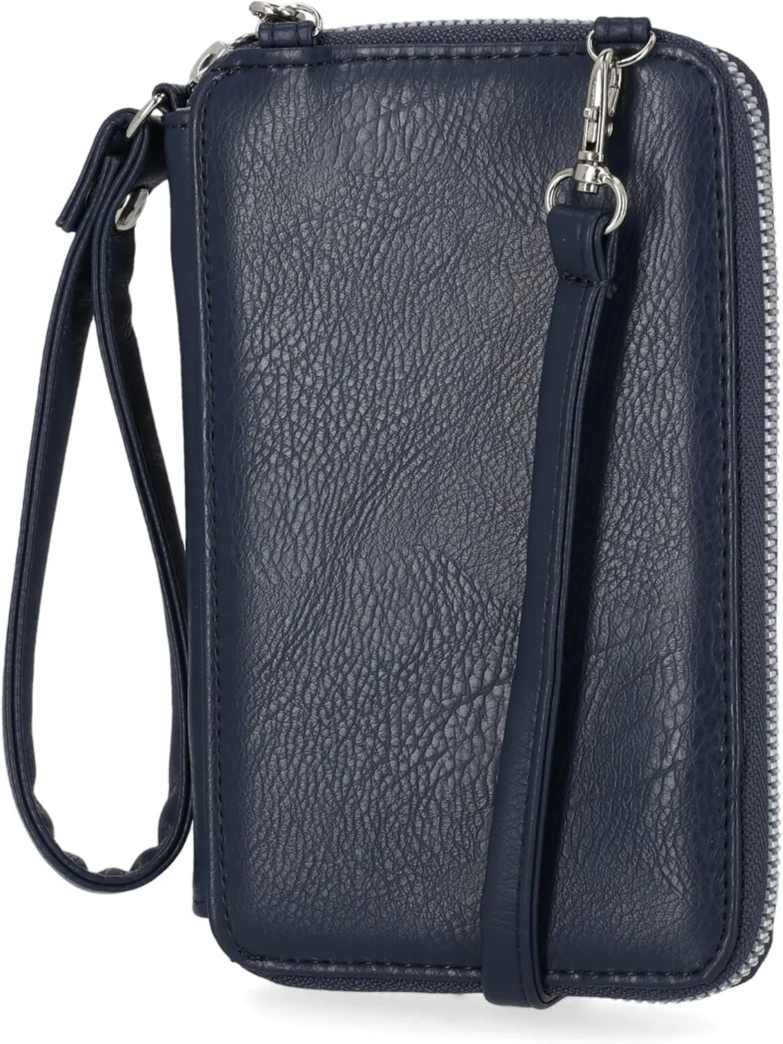Mundi Jacqui RFID Crossbody Wallet for Women, Vegan Leather Small Travel Handbag with Phone Holder, Compact Organizer with Card Slots and Adjustable Strap, Vacation Purse in Navy