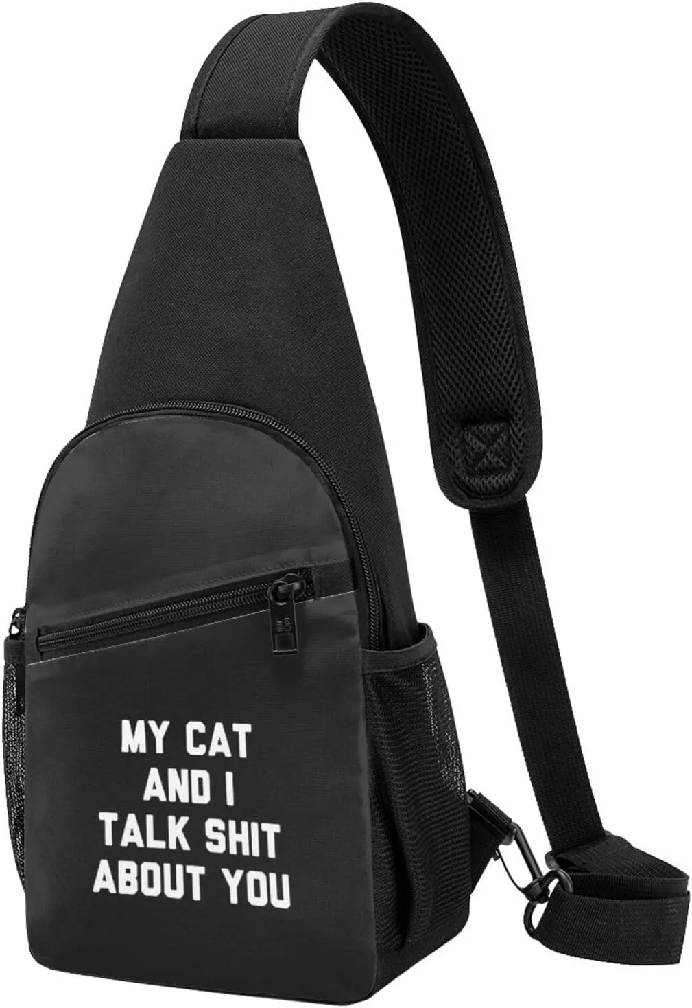 My Cat And I Talk Shit About You Unisex Chest Bag Lightweight Crossbody Shoulder Bag Travel Pocket