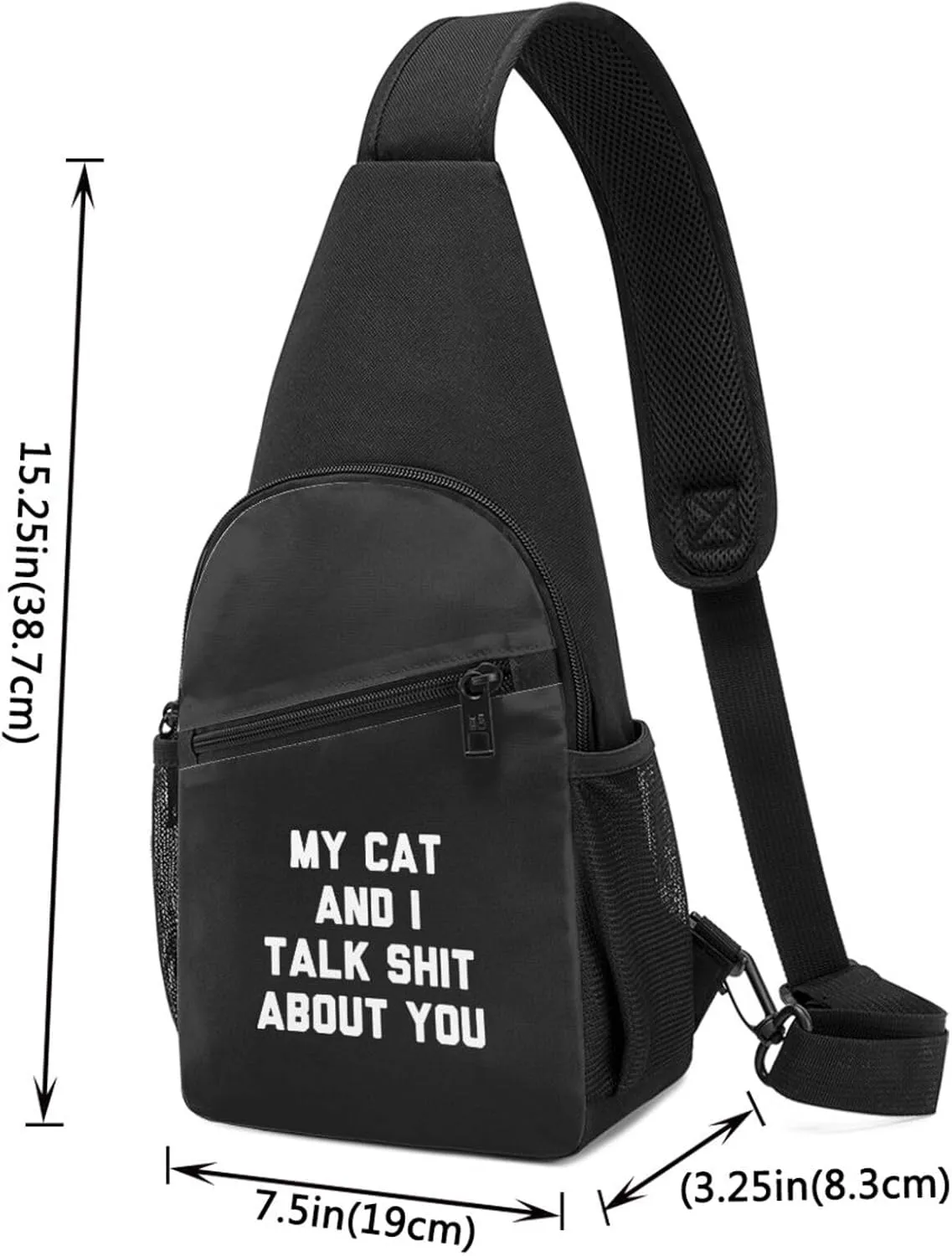 My Cat And I Talk Shit About You Unisex Chest Bag Lightweight Crossbody Shoulder Bag Travel Pocket