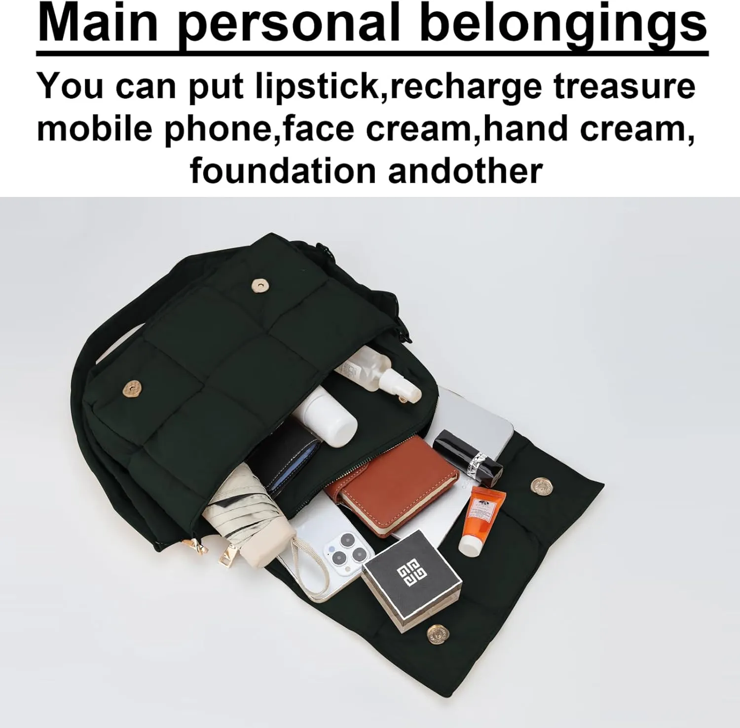 NAARIIAN Shoulder bags for women, Light-weight small puffer purses waterproof, hand-woven puffy bag crossbody handbag