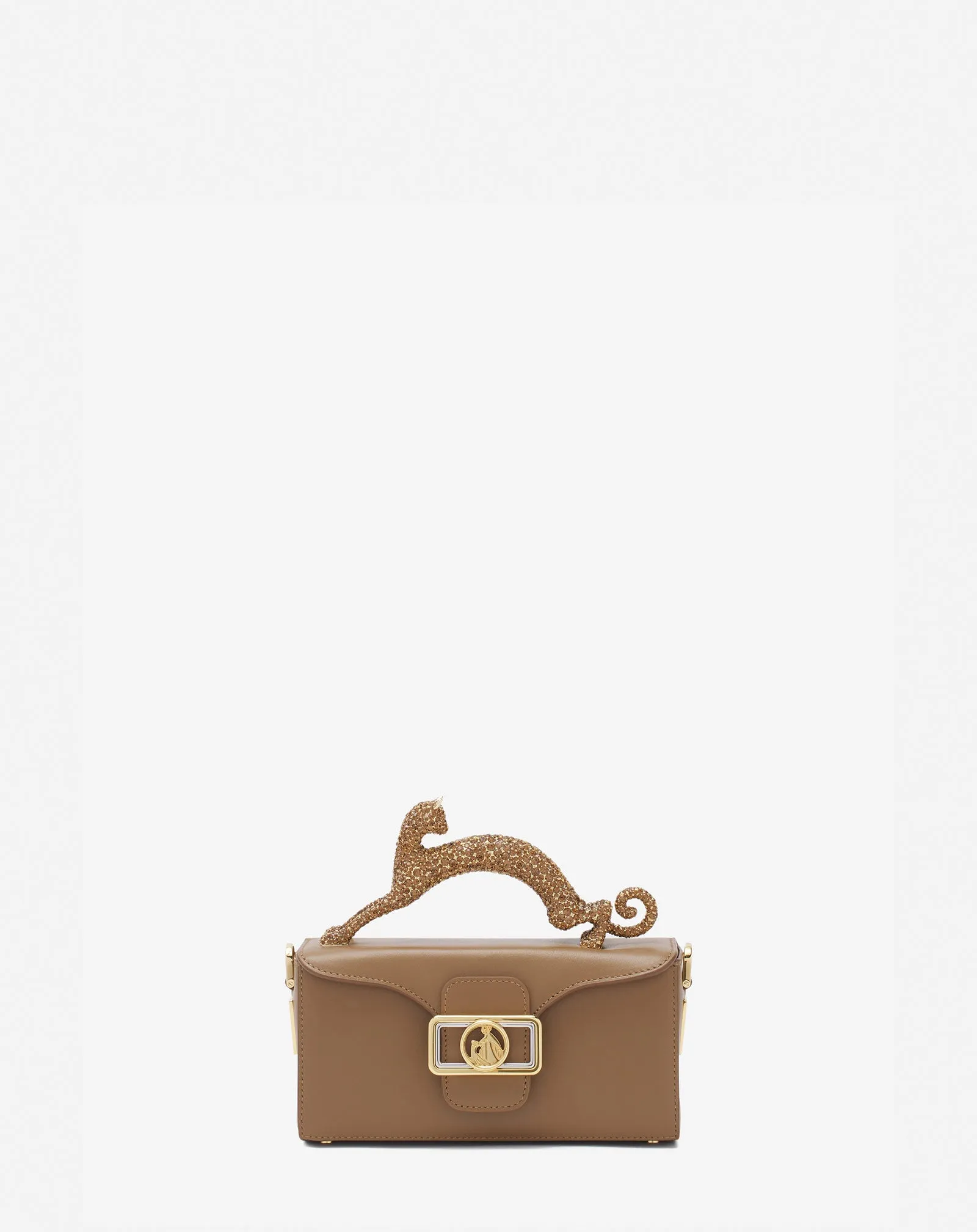 NANO PENCIL CAT BAG IN LEATHER AND RHINESTONE