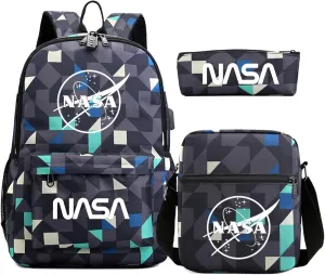NASA,Space Agency，astronaut， camouflage bag, men and women, Three piece backpack set
